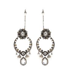 Boucles d'oreilles Armour en laiton, argent, perles fantaisie et cristaux Swarovski - Alexander McQueen - Modalova