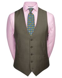 Olive Adjustable Fit Twill Business Suit Wool Waistcoat Size w36 by - Charles Tyrwhitt - Modalova