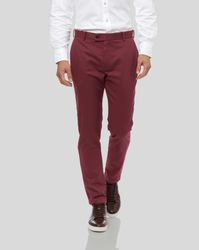 Ultimate Non-Iron Cotton Chino Trousers - Berry Size W32 L30 by - Charles Tyrwhitt - Modalova