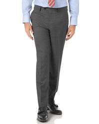 Charcoal Slim Fit Panama Puppytooth Business Suit Trousers Size W40 L38 by - Charles Tyrwhitt - Modalova