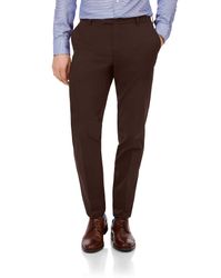 Chestnut Flat Front Non-Iron Cotton Chino Trousers Size W32 L30 by - Charles Tyrwhitt - Modalova