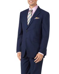 Indigo Classic Fit Panama Puppytooth Business Suit Wool Jacket Size 40 Regular by - Charles Tyrwhitt - Modalova