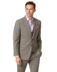 Natural Puppytooth Slim Fit Panama Business Suit Wool Jacket Size 36 Regular by - Charles Tyrwhitt - Modalova