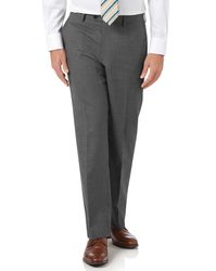Charcoal Classic Fit Panama Puppytooth Business Suit Trousers Size W32 L32 by - Charles Tyrwhitt - Modalova