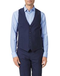 Navy Adjustable Fit Panama Stripe Business Suit Wool Waistcoat Size w36 by - Charles Tyrwhitt - Modalova