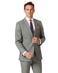 Prince Of Wales Slim Fit Panama Business Suit Wool Jacket Size 36 Regular by - Charles Tyrwhitt - Modalova