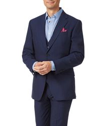 Navy Slim Fit Panama Stripe Business Suit Wool Jacket Size 38 Regular by - Charles Tyrwhitt - Modalova