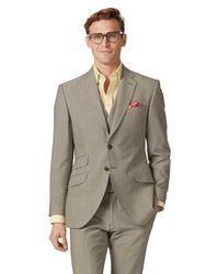 Natural Panama Slim Fit British Suit Wool Jacket Size 36 Regular by - Charles Tyrwhitt - Modalova