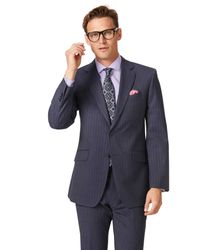 Airforce Stripe Classic Fit Panama Business Suit Wool Jacket Size 50 Regular by - Charles Tyrwhitt - Modalova