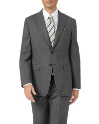 Charcoal Classic Fit Panama Puppytooth Business Suit Wool Jacket Size 38 Regular by - Charles Tyrwhitt - Modalova