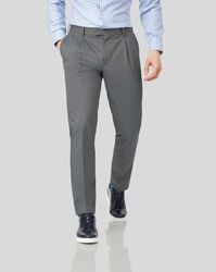 Single Pleat Smart Non-Iron Cotton Chino Trousers - Size W38 L30 by - Charles Tyrwhitt - Modalova