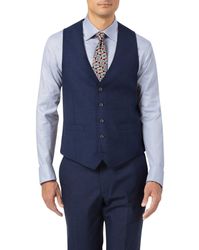 Indigo Adjustable Fit Panama Puppytooth Business Suit Wool Waistcoat Size w46 by - Charles Tyrwhitt - Modalova