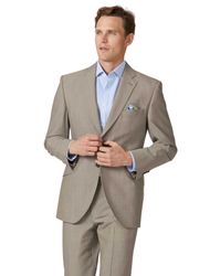 Natural Panama Classic Fit British Suit Wool Jacket Size 40 Regular by - Charles Tyrwhitt - Modalova