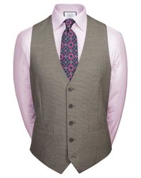 Natural Puppytooth Slim Fit Panama Business Suit Wool Waistcoat Size w36 by - Charles Tyrwhitt - Modalova