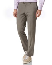 Natural Puppytooth Slim Fit Panama Business Suit Trousers Size W36 L38 by - Charles Tyrwhitt - Modalova