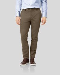 Ultimate Non-Iron Cotton Chino Trousers - Mocha Size W40 L32 by - Charles Tyrwhitt - Modalova