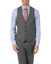 Charcoal Adjustable Fit Panama Puppytooth Business Suit Wool Waistcoat Size w40 by - Charles Tyrwhitt - Modalova