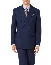 Indigo Slim Fit Panama Puppytooth Business Suit Wool Jacket Size 46 Regular by - Charles Tyrwhitt - Modalova