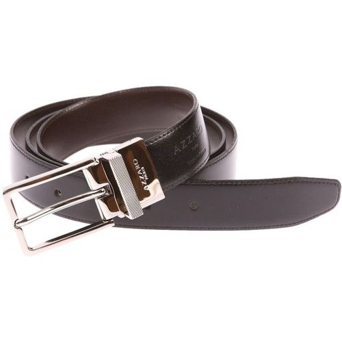 Ceinture ajustable en cuir de vachette réversible marron à boucle rectangulaire à ardillon - AZZARO - Modalova