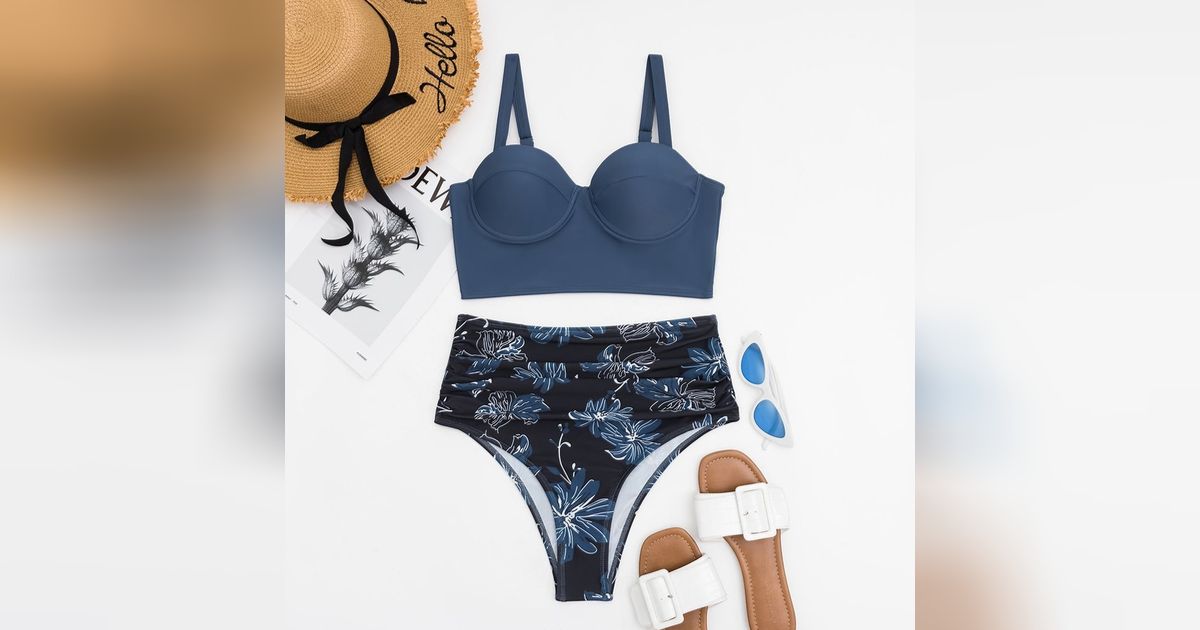 Bikini à imprimé floral push up taille haute Modalova