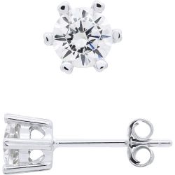 Clous d'Oreillles Solitaires Ronds 5 mm - Finition Joaillerie 6 Griffes - 925 - CAPRICE 5 - LOVA - LOLA VAN DER KEEN - Modalova