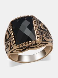 Vintage personnalité s bague en résine Black Rectangle monture de gemme or argent alliage bague bijoux - Newchic - Modalova