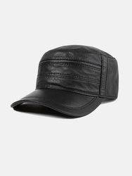 Chapeau en cuir Casquette de baseball Chapeau en peau de chèvre Chapeau haut de forme plat en cuir - Newchic - Modalova