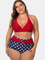Bikinis grande taille maillots de bain taille haute licou à pois culotte Triangle s maillots de bain - Newchic - Modalova