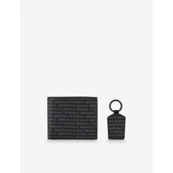 Promo : Set Portefeuille et porte-clé en cuir noir/imprimé - coffret - Emporio Armani Maroquinerie - Modalova