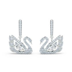 BOUCLES D'OREILLES Swarovski 5514420 - Boucles d'oreilles Métal Argenté Cygne Strass blanc - 3 suisses - Modalova