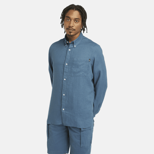 Chemise en lin à poche en bleu, , bleu, Taille: 3XL - Timberland - Modalova
