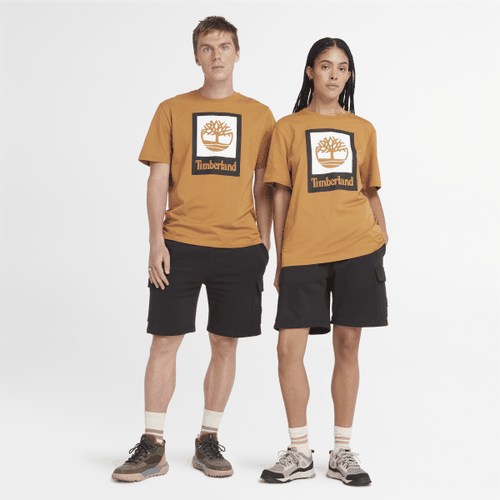 T-shirt à logo en relief unisexe en jaune/noir, jaune, Taille: L - Timberland - Modalova