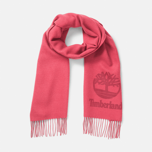 Écharpe en tissu tissé-teint avec logo imprimé en rose, , rose - Timberland - Modalova