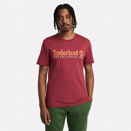 T-shirt brodé Established 1973 en rouge, , rouge, Taille: L - Timberland - Modalova