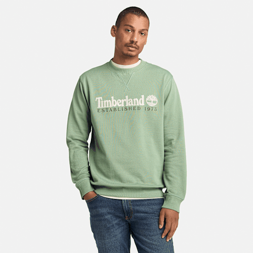 Sweat à col rond et logo brodé Established 1973 en vert, , vert, Taille: L - Timberland - Modalova