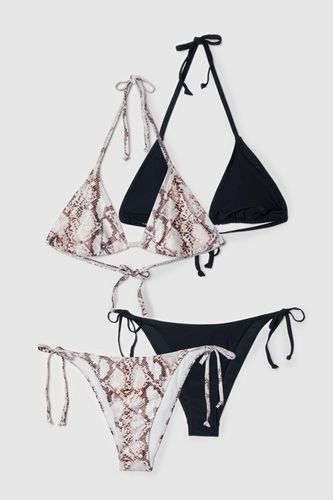 Lot De 2 Bikinis Triangle Et Culotte Uni + Imprimé Serpent - - 46 - Nasty Gal - Modalova