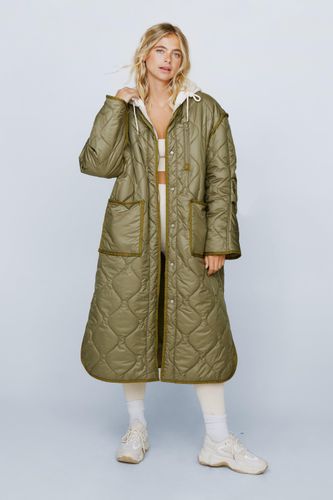 Veste Longue Matelassée Coupe Oversize Sans Col - - 32 - Nasty Gal - Modalova