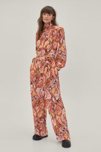 Pantalon De Costume Large À Détails Pincés & Imprimé Abstrait - - 32 - Nasty Gal - Modalova
