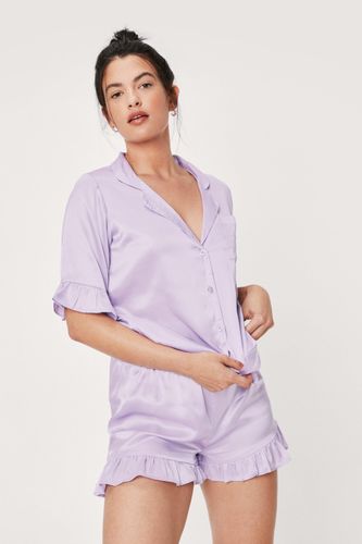 Pyjashort Satiné À Ourlets Volantés - - 34 - Nasty Gal - Modalova