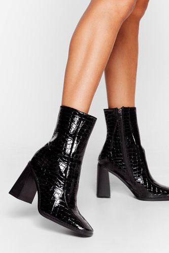 Bottines Vernies Effet Croco À Talons Évasés - - 36 - Nasty Gal - Modalova