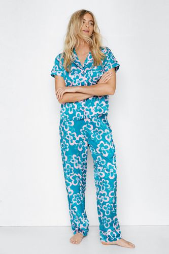 Pyjama Satiné Fleuri Avec Chemise Et Pantalon - - 36 - Nasty Gal - Modalova