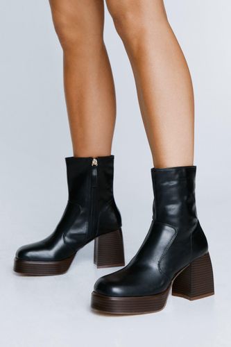 Bottines Chaussettes En Similicuir À Talon Compensé - - 36 - Nasty Gal - Modalova