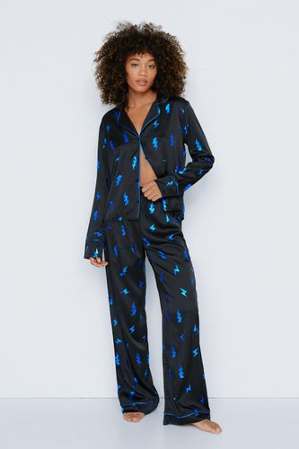 Pyjama Satiné Imprimé Avec Chemisier Et Pantalon - - 34 - Nasty Gal - Modalova