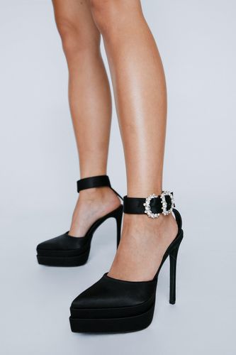 Escarpins Pointus Satinés Strassés À Talon Plateforme - - 36 - Nasty Gal - Modalova