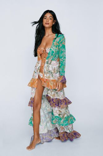 Kimono Long À Volants Et Imprimé Cachemire - - 34 - Nasty Gal - Modalova