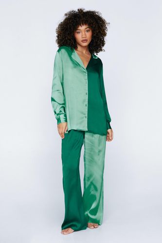 Pyjama Satiné Bicolore - Vert - 32 - Nasty Gal - Modalova