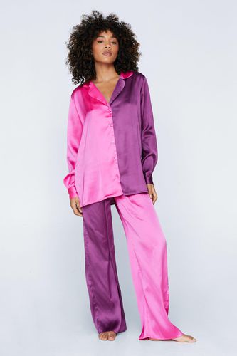 Pyjama Satiné Bicolore - Rose - 32 - Nasty Gal - Modalova