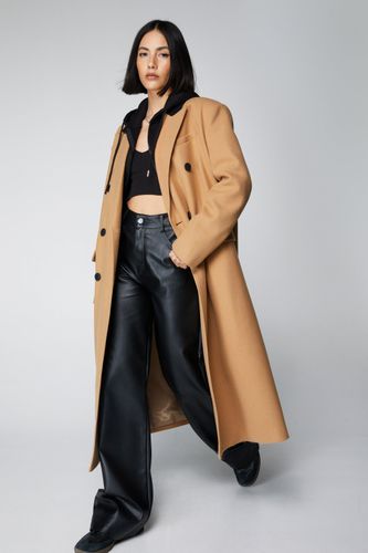 Manteau Effet Laine À Col Contrastant - - 34 - Nasty Gal - Modalova
