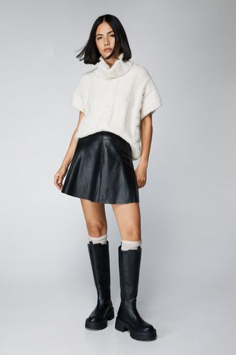 Essentials Real Leather Flippy Skirt - - 32 - Nasty Gal - Modalova