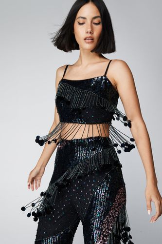 Crop Top À Sequins Et Franges - - 40 - Nasty Gal - Modalova